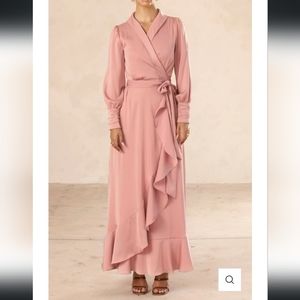 Shereen Wrap Front Satin Maxi Dress -muslim maxi dress -abaya veiled collection
